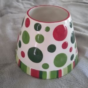 Green and red polka dot Yankee Candle cover